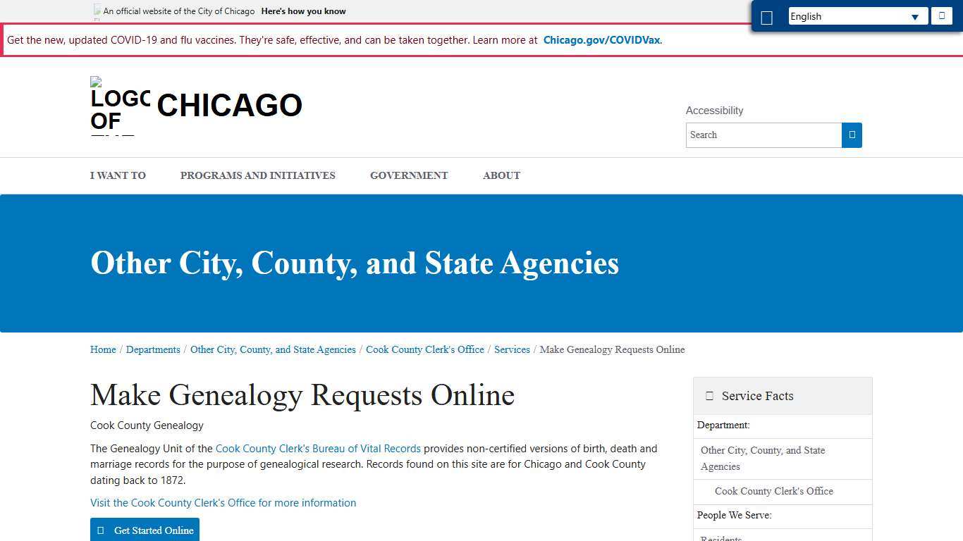 City of Chicago :: Make Genealogy Requests Online